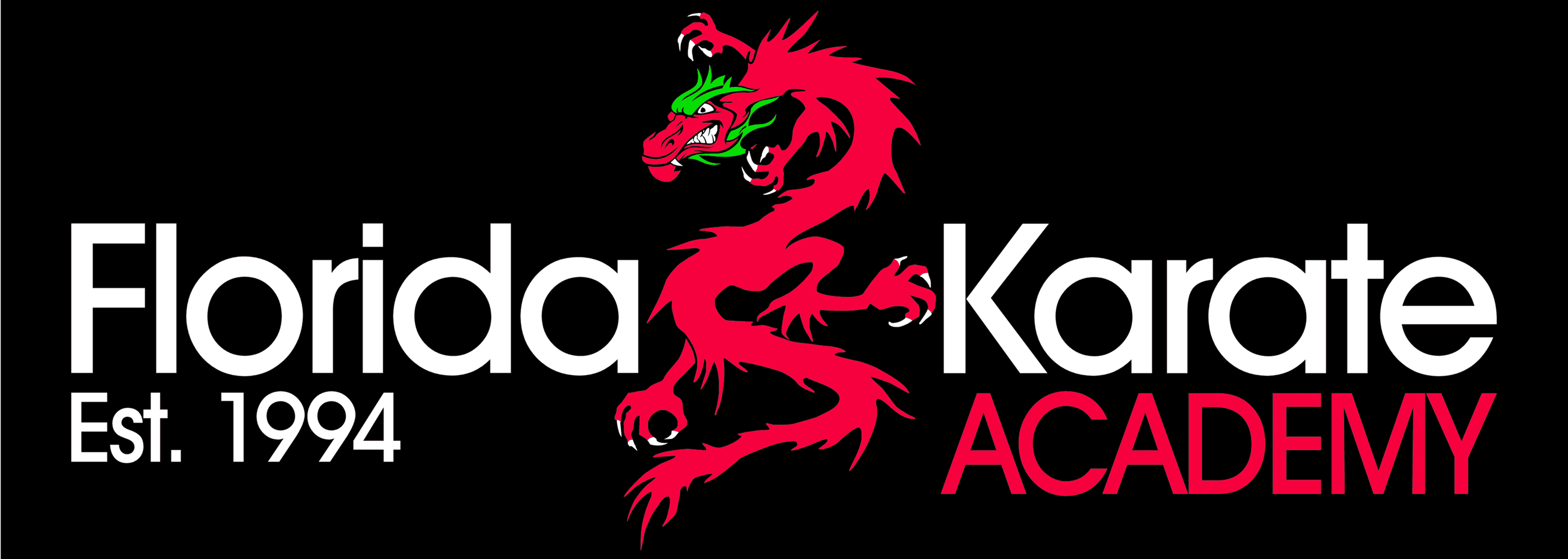 Karate academy logo featuring a red dragon